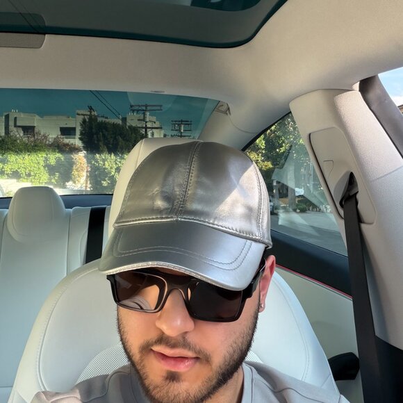 Silver Genuine Leather Cap Leather Baseball Cap Handmade Leather Cap Unisex main image 4